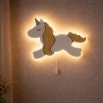 Veilleuse Murale Licorne Corps Entier LED Bois | Chambre Fille