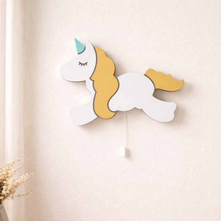 Veilleuse Murale Licorne Corps Entier LED Bois | Chambre Fille