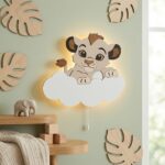 Veilleuse Murale Lionceau Nuage Prénom LED Bois Personnalisée