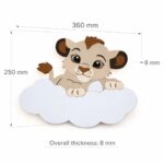 Veilleuse Murale Lionceau Nuage Prénom LED Bois Personnalisée