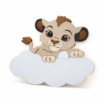 Veilleuse Murale Lionceau Nuage Prénom LED Bois Personnalisée