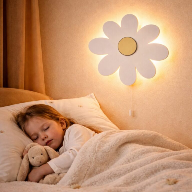 Veilleuse Murale Marguerite LED Bois | Décoration Chambre Fille
