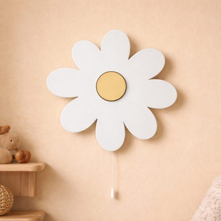 Veilleuse Murale Marguerite LED Bois | Décoration Chambre Fille