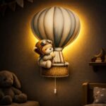 Veilleuse Murale Ours dans sa Montgolfière LED Chambre Bébé