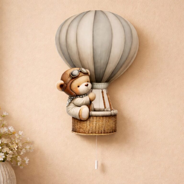 Veilleuse Murale Ours dans sa Montgolfière LED Chambre Bébé