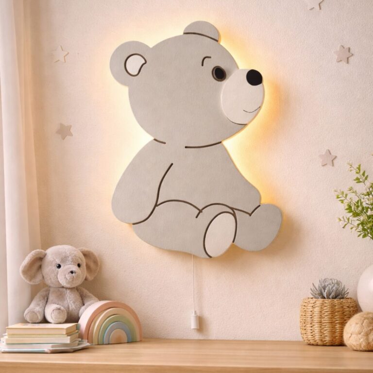 Veilleuse Ourson Assis LED Bois | Chambre Bébé Scandinave