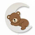 Veilleuse Ourson Endormi Lune LED | Chambre Bébé Couleurs