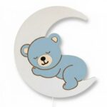 Veilleuse Ourson Endormi Lune LED | Chambre Bébé Couleurs