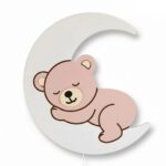Veilleuse Ourson Endormi Lune LED | Chambre Bébé Couleurs