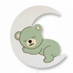 Veilleuse Ourson Endormi Lune LED | Chambre Bébé Couleurs