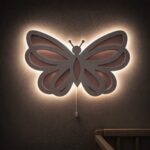 Veilleuse Murale Papillon LED — 2 Couches Bois Découpé