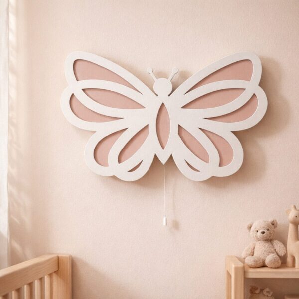 Veilleuse Murale Papillon LED — 2 Couches Bois Découpé
