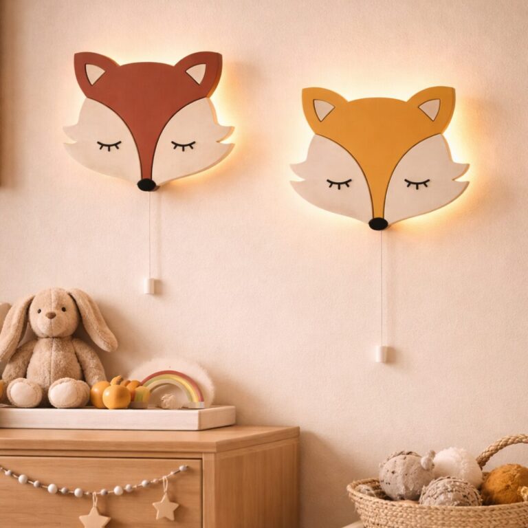 Veilleuse Murale Renard LED Bois Chambre Bébé Enfant